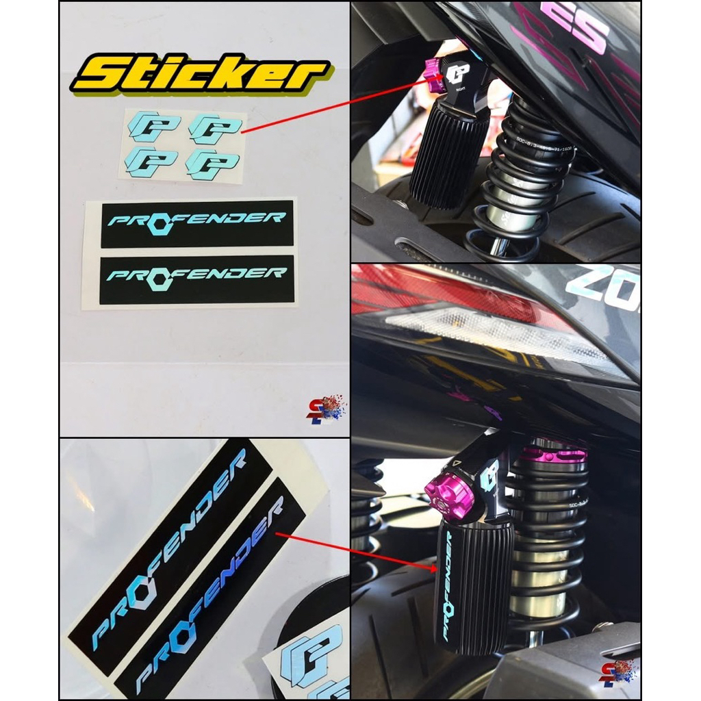 NEW สติ๊กเกอร์แต่งโช๊ค profender ครบชุด สีโครมเงา สีรุ้ง สวย สำหรับโช๊คคู่ ราคา ถูกที่สุด ดีลบีเคเค แกลเลอรีภาพที่ 4