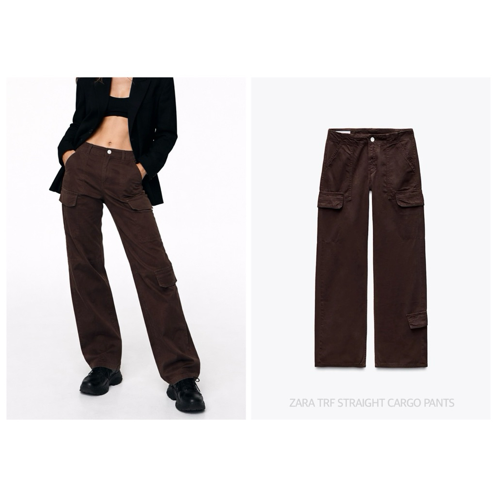 ZARA กางเกงคาร์โก้ ทรงขาตรง เอวสูง TRF STRAIGHT CARGO PANTS (B3702)