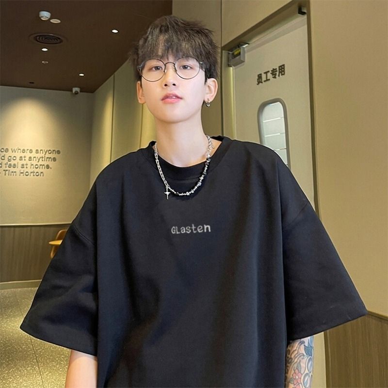 ผู้ชาย เสื้อยืด แขนสั้น เสื้อยืด oversize สตรีท วินเทจ เสื้อยืด cotton เสื้อ