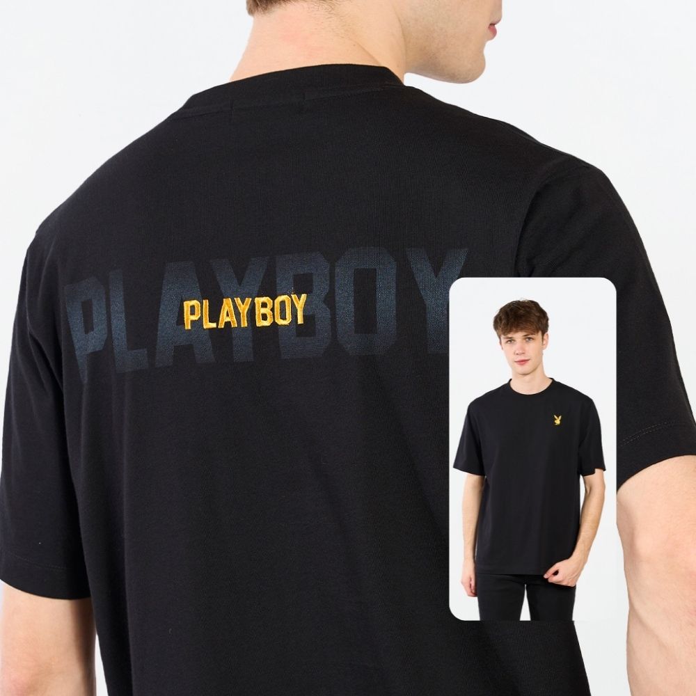 PLAYBOY 04PBเสื้อยืด C  เสื้อผ้าผู้ชาย/เสื้อ/เสื้อยืดสีดำ รุ่น P1MT269TB024BK