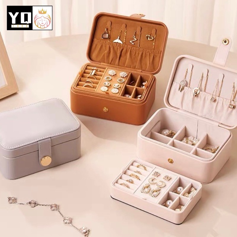 กล่องใส่เครื่องประดับ หนัง PU ขนาดพกพา ลายดอกโคลเวอร์4แฉก  พร้อมส่งจากไทย0911
