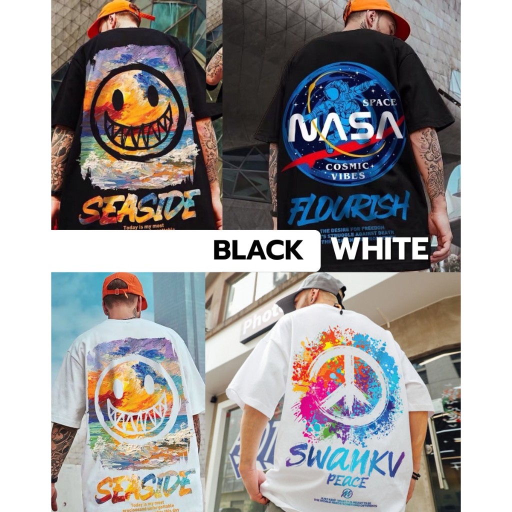 เสื้อยืดแขนสั้น ทรงหลวม พิมพ์ลายกราฟฟิค แฟชั่นสำหรับผู้ชาย【ไซซ์ S-4XL 】ขนาดใหญ่คนอ้วนใส่ได้ #1