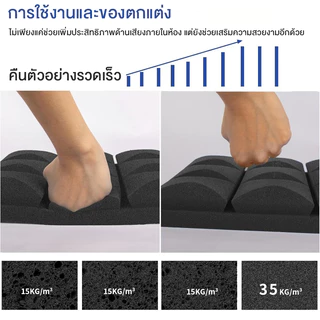 Keemart 12ชิ้น แผ่นซับเสียง ฟองน้ำซับเสียง 30*30*5CM แผ่นซับเสียงกาวในตัว ความหนาแน่นสูง ที่เก็บเสียงห้อง