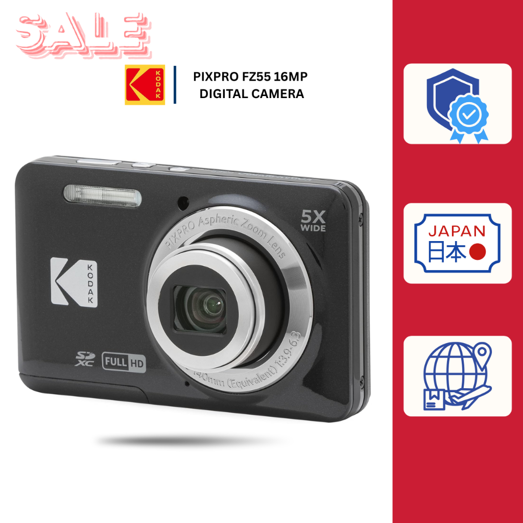 <Sale>KODAK PIXPRO FZ55 16MP Digital Camera 5x Optical Zoom Wide Angle Black