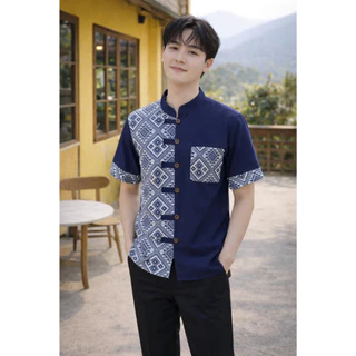 เสื้อผ้าฝ้ายลายไทย-ทูโทนท่านชาย