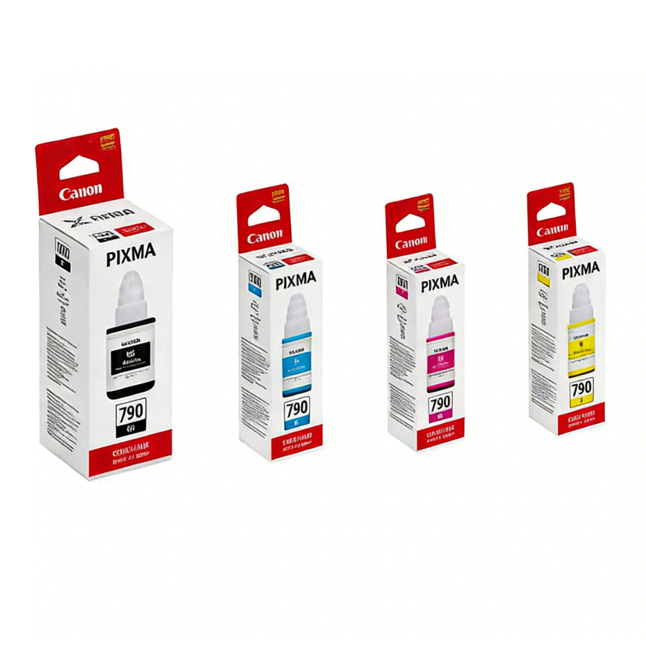 (พร้อมกล่อง BOX) หมึกเติม CANON INK # GI-790 หมึกขวดแท้ 4 สี BK / C M Y สำหรับ Pixma G1010 G2010 G3010 G4010