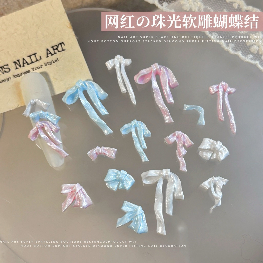 อะไหล่โบว์หางยาวคละแบบ คละสี น่ารัก สดใส สมวัย ตกแต่งหน้าเล็บ 50ชิ้น/ห่อ สินค้าพร้อมส่ง