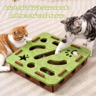ของเล่นแมว ของเล่นปริศนาแมว กล่องปริศนาแมว สักหลาด โพสต์ลับเล็บแมว ทนทาน รางแมว ของเล่นล่าสัตว์ในร่ม ของเล่นแมวไล่จับหนู