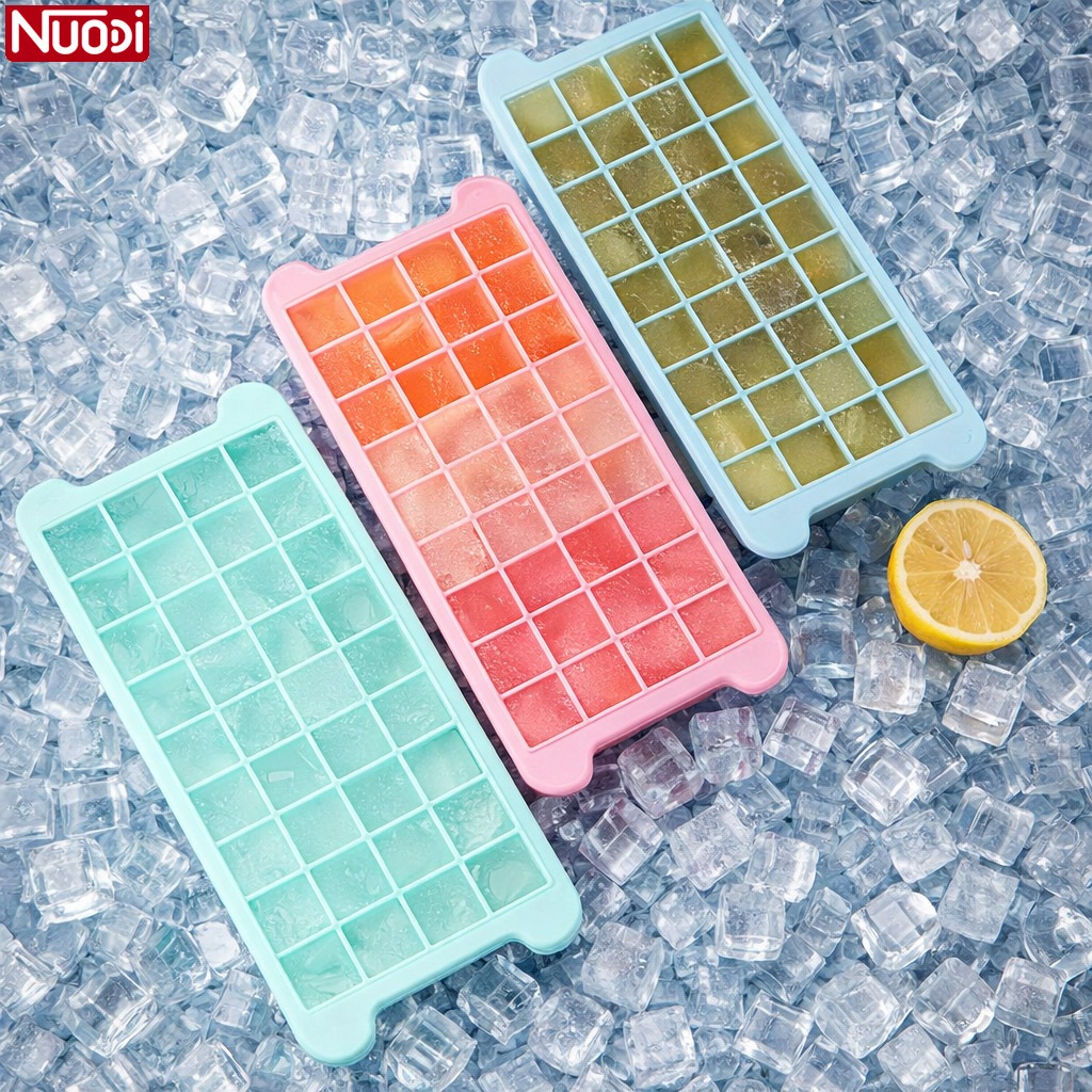 Nuodi พิมพ์ทำน้ำแข็ง ถาดพิมพ์ซิลิโคน ที่ทำน้ำแข็งก้อน พร้อมฝาปิด ทำน้ำแข็งได้หลายก้อน มี 3 สีให้เลือก