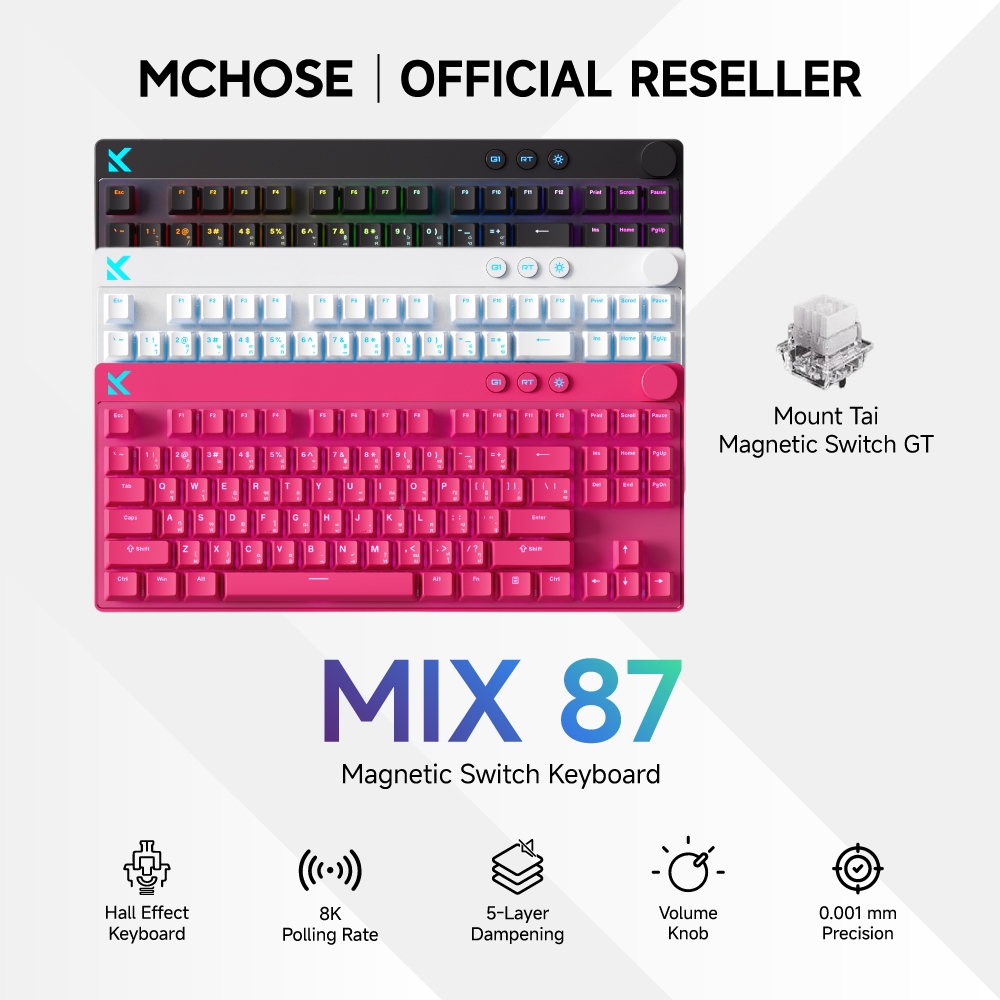 MCHOSE GAMING KEYBOARD MIX87 HALL EFFECT MOUNT TAI MAGNETIC SW GT SIZE 80% TH