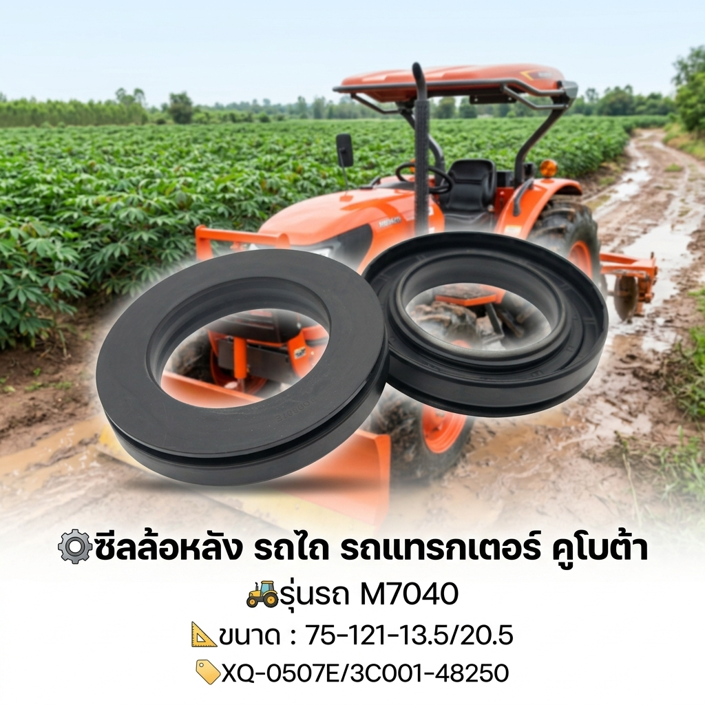 ซีลล้อหลัง รถไถ รถแทรกเตอร์ คูโบต้า รุ่นรถ M7040 ขนาด75-121-13.5/20.5 XQ-0507E/3C001-48250อะไหล่ ซีล