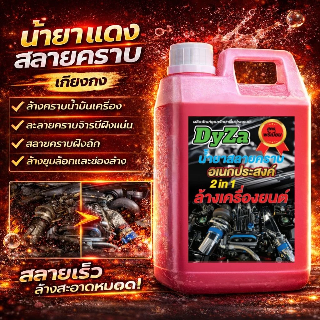 Red cleanหัวเชื้อน้ำยาล้างห้องเครื่องยนต์ล้างคราบน้ำมันDyZa(ไดซ่า)สูตรสลายคราบอเนกประสงค์ ปริมาณ1ลิตร thumbnail 7