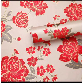 วอลเปเปอร์ลายดอกไม้หวานๆ มินิมอล ติดผนังห้องนอน มีกาวในตัว กันน้ำ 45cm*9-10m.