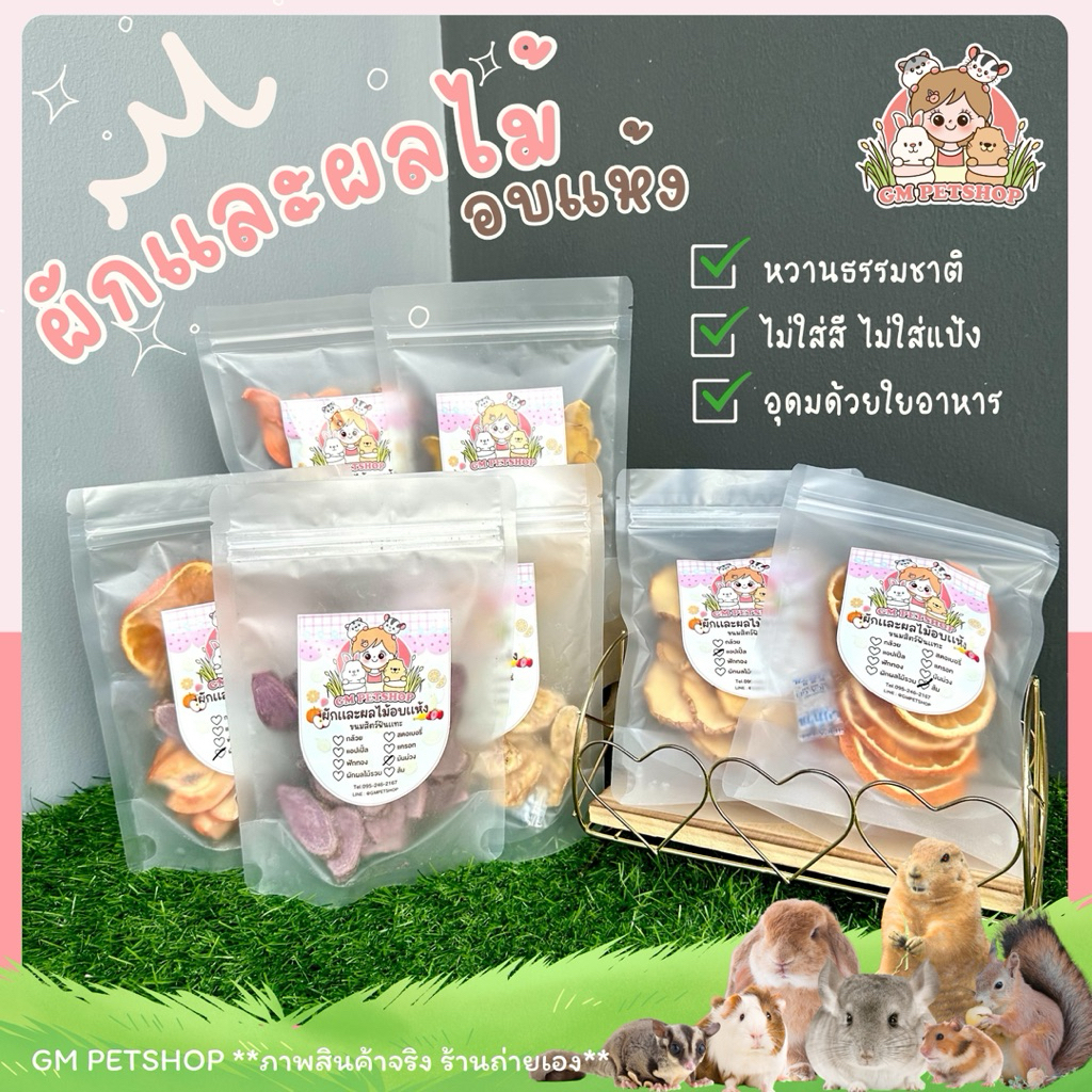 GM Petshop ผลไม้อบแห้ง สำหรับสัตว์เลี้ยง สัตว์ฟันแทะ ออแกรนิค 100%