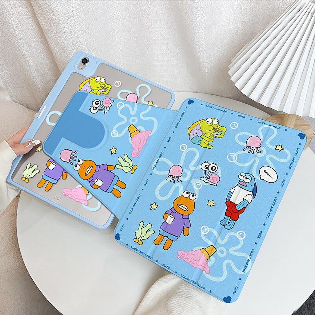 ⚡พร้อมส่ง⚡เคส iPad Air6 Air8 11 Gen12 ที่ใส่ปากกา Bikini Bottom Buddies เคสiPadหมุน 360° Gen11 Air7