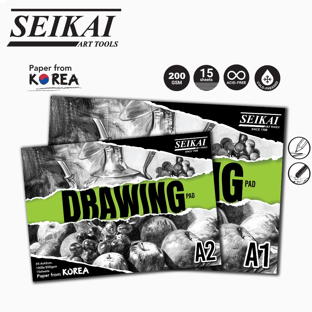 SEIKAI สมุดวาดเขียน กระดาษหนา 200 gram A1 และ A2