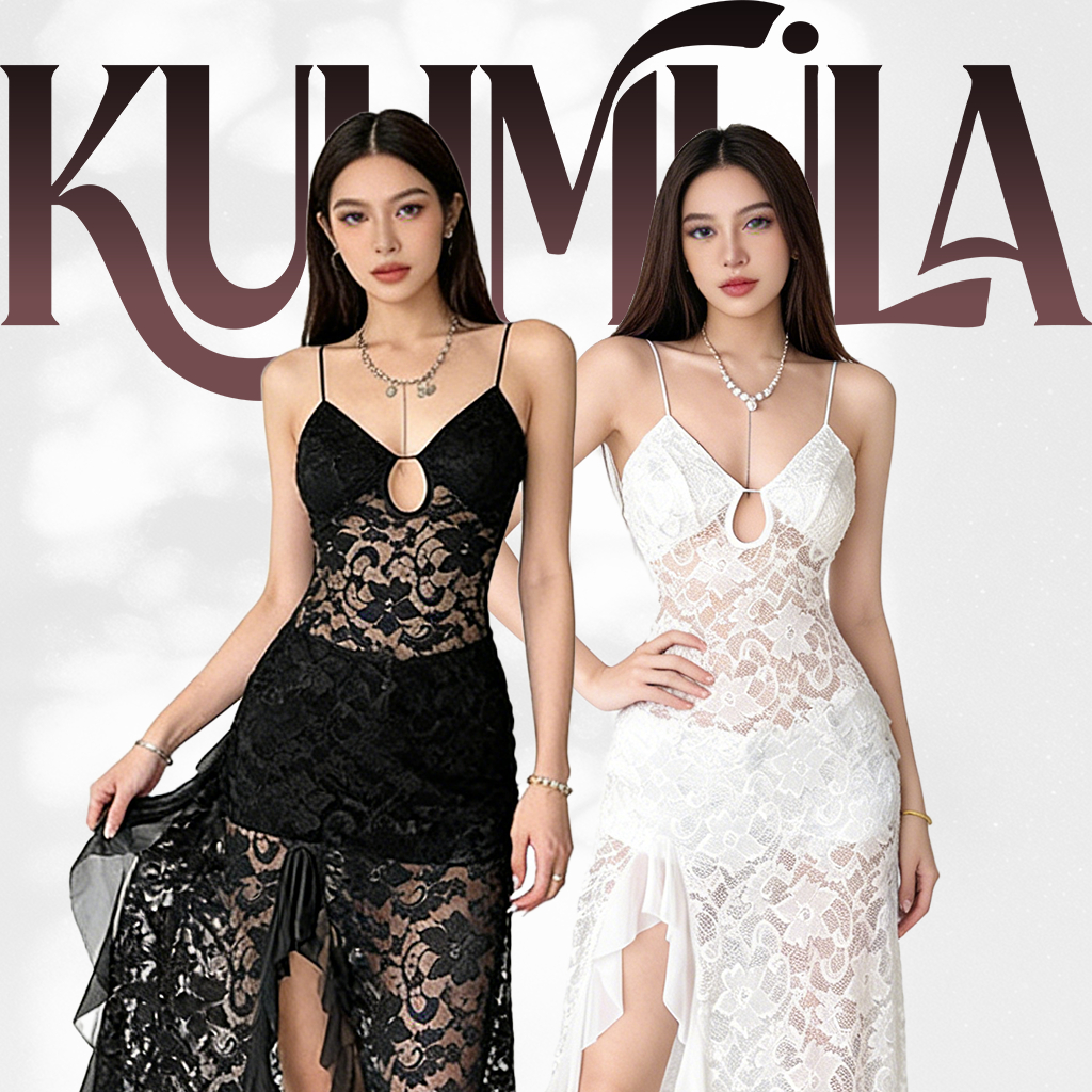 KULIMULA Camisole Gauze Dress เดรสสายเดี่ยวผ้าลูกไม้โปร่งแสงผู้หญิง รัดรูป ชุดราตรี สไตล์สวยหรู YD9