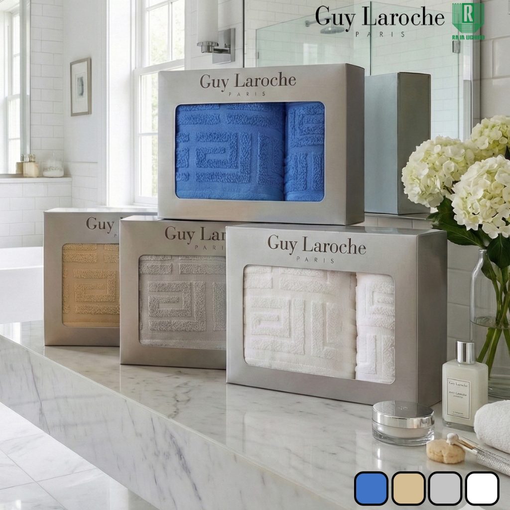 GIFTSET GUY LAROCHE GL COLLECTION [TGG133] เซตผ้าขนหนูพรีเมียมลิขสิทธิ์แท้ ผลิตจากเส้นใยธรรมชาติ 100% ผ้าเช็ดผม 38×80 ซม
