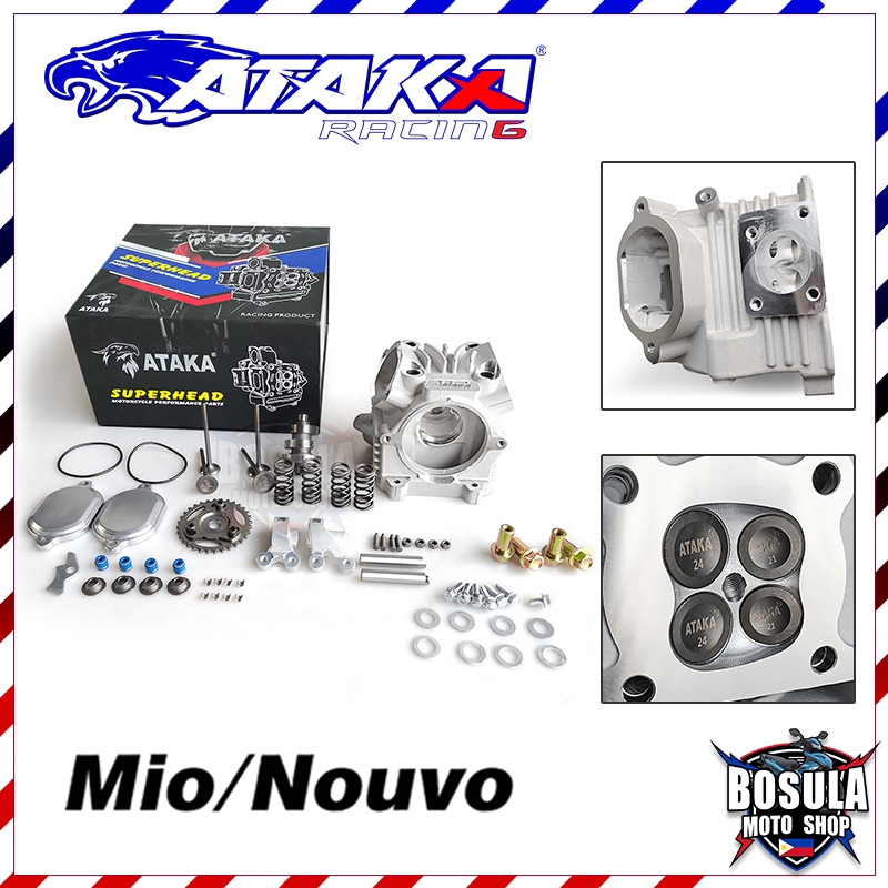 ATAKA ฝาสูบมีโอ4วาล์ว วาล์ว Mio / Fino / Nouvo ตัวคาร์บู ฝาสูบแต่ง Mio 4 พร้อมอุปกรณ์ครบชุด 19/22 21