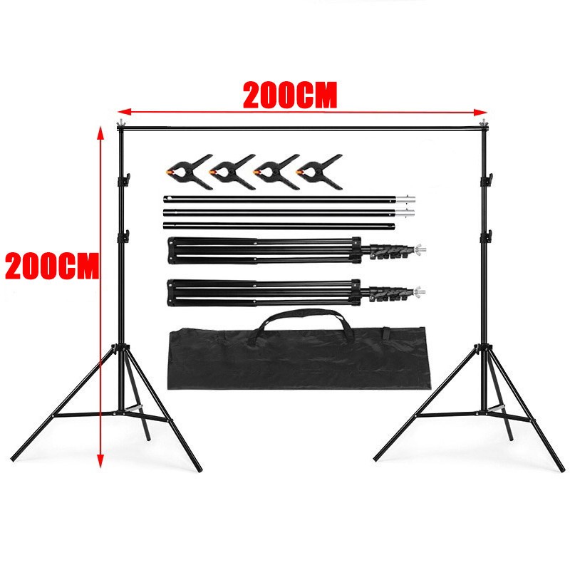 Photo Studio Backdrop Stand 2x2m/2x3m/2.8x3m Photography Background Support Tripod System Kit with C