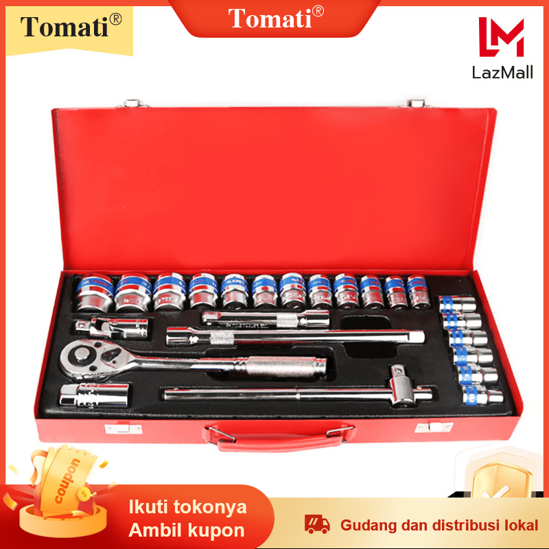 Tomati ชุดเครื่องมือ เครื่องมือช่าง ประแจ ชุดบล็อก 24 ชิ้น ขนาด 1/2 (4หุน) CR-V แท้