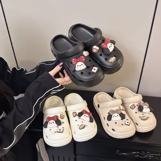 JSNB รองเท้าแตะผู้หญิง รองเท้าหัวโต Clogs น้องหมาหูยาว ติด Jibbitz สุดคิ้วท์ รองเท้าแฟชั่นผู้หญิง สไตล์เกาหลี [H827]