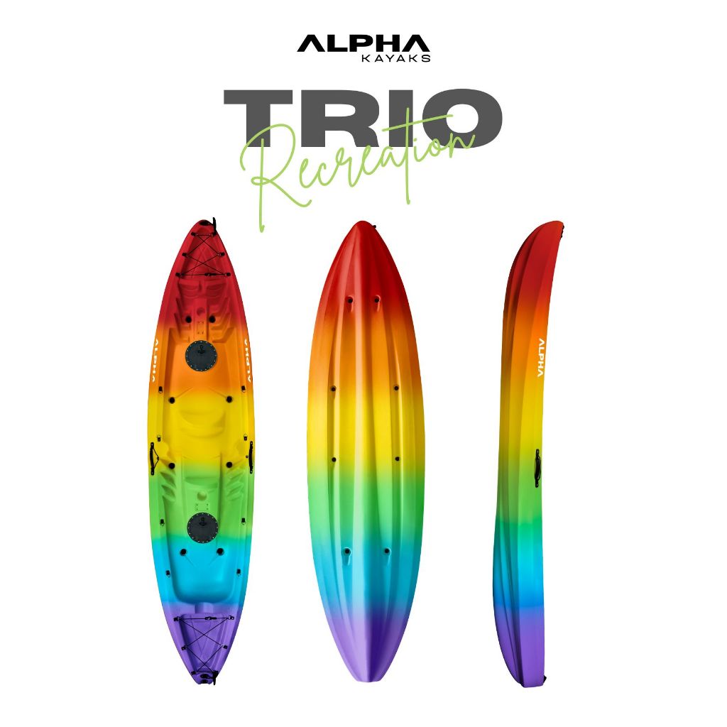 Alpha รุ่น Trio เรือคายัค 2+1 ที่นั่ง เรือไฟเบอร์ Kayak เรือพาย แข็งแรง ทนทาน