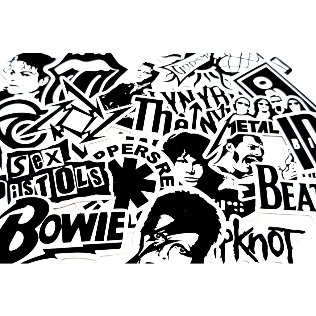 Random 1pc Rock Black & White Sticker