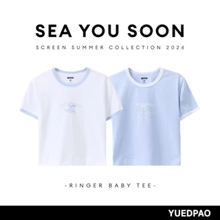Yuedpao Ringer Baby Tee - Sea You Soon Collection เสื้อครอปผู้หญิง เสื้อเบบี้ที ผ้าหนาทรงสวย ยับยาก รีดง่าย