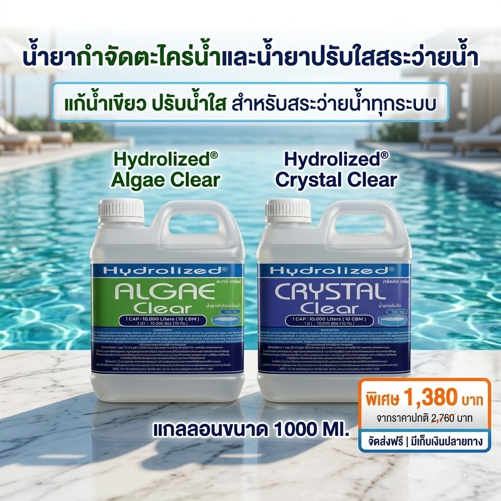 น้ำยากำจัดตะไคร่น้ำ น้ำยาปรับน้ำใส สำหรับสระว่ายน้ำ 1000 ML ช่วยปรับน้ำใส ในสระว่ายน้ำ