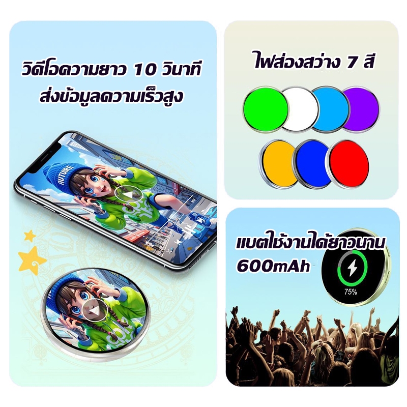 สมาร์ทแบดจ์ดิจิตอล 1.7 นิ้ว จอสัมผัส Image / Video การเชื่อมต่อบลูทูธ แบตเตอรี่ 600mAh งานแสดงการ์ตูน, การชมคอนเสิร์ต ราคา ถูกที่สุด ดีลบีเคเค แกลเลอรีภาพที่ 4
