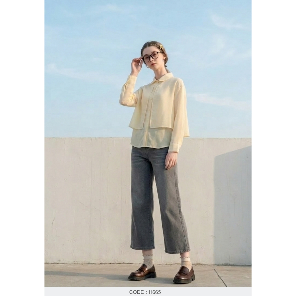AMILA Shirt AM-H665 โคโม่พีชสกิน แขนสั้น IGPU26-3 PCE1190