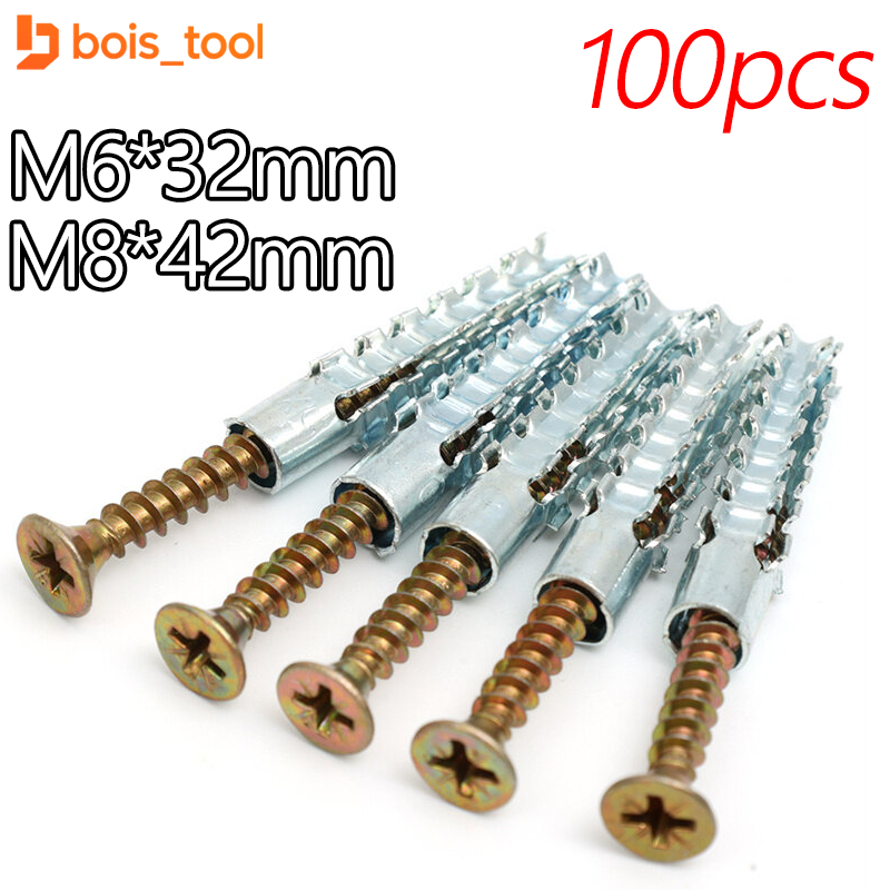 พุกเหล็กขยาย M6x32mm 100 ชุด ยึดแน่น ทนทาน สำหรับงานปูน อิฐมวลเบา
