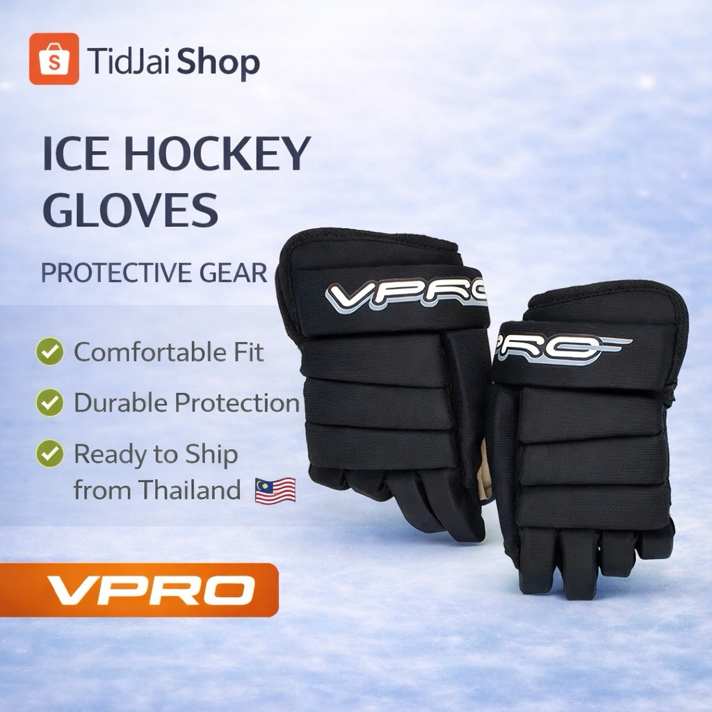 VPRO Ice Hockey Gloves Size 9 for Beginners Kids Youth Black