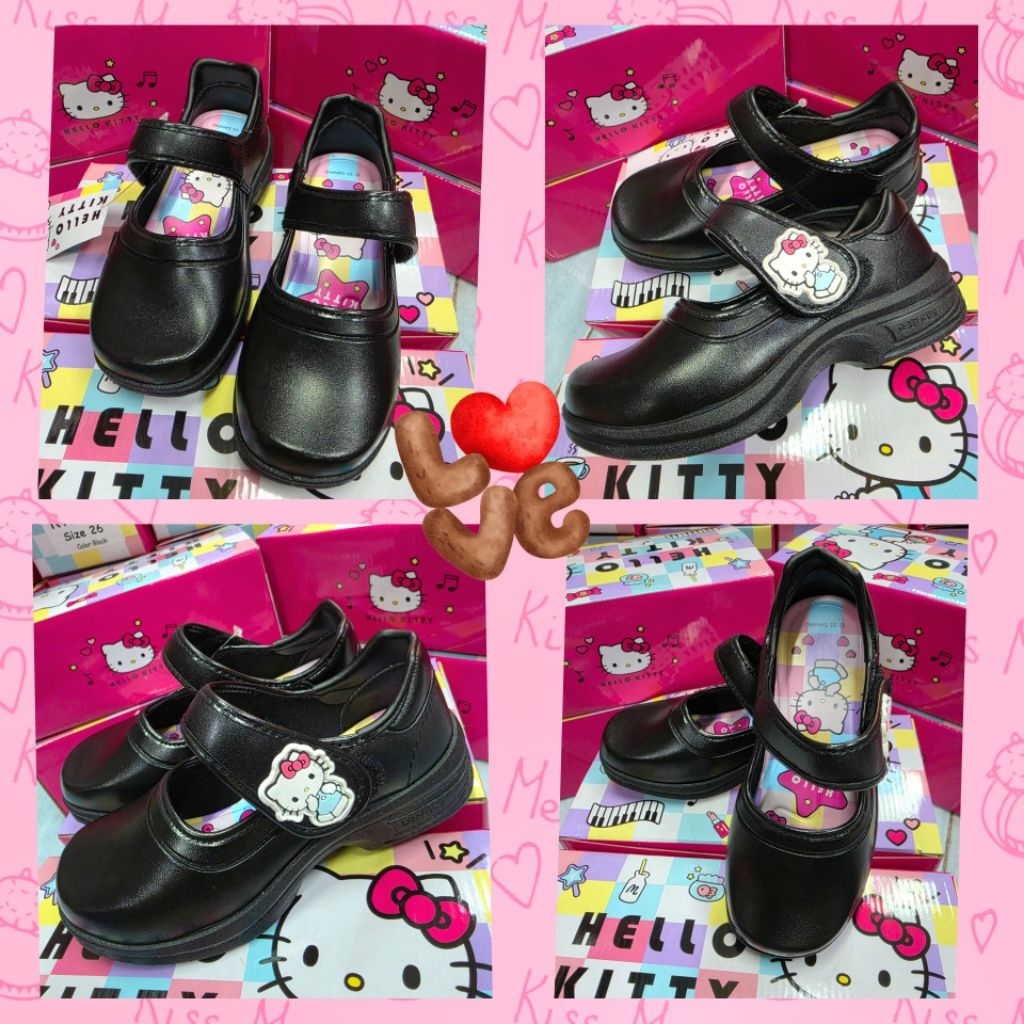 New-รองเท้านักเรียนหญิง Hello Kitty งานสิขสิทธ์แท้ Sanrio《รุ่นKTL-613แบบตีนตุ๊กแก มีSize25-30》พร้อมส่ง.