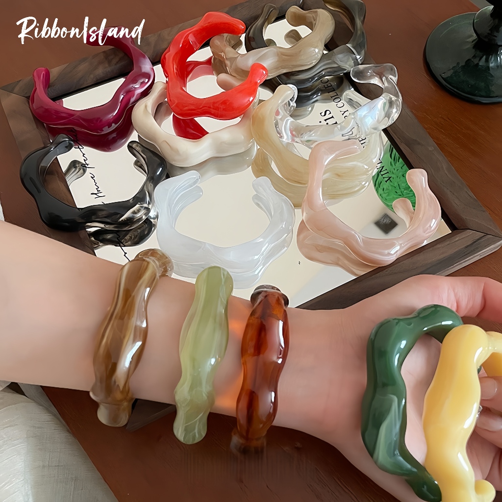 RibbonIsland🔅กำไล กำไลมือ ins สไตล์เกาหลี แฟชั่น สำหรับผู้หญิง วินเทจ retro เรซิน COD
