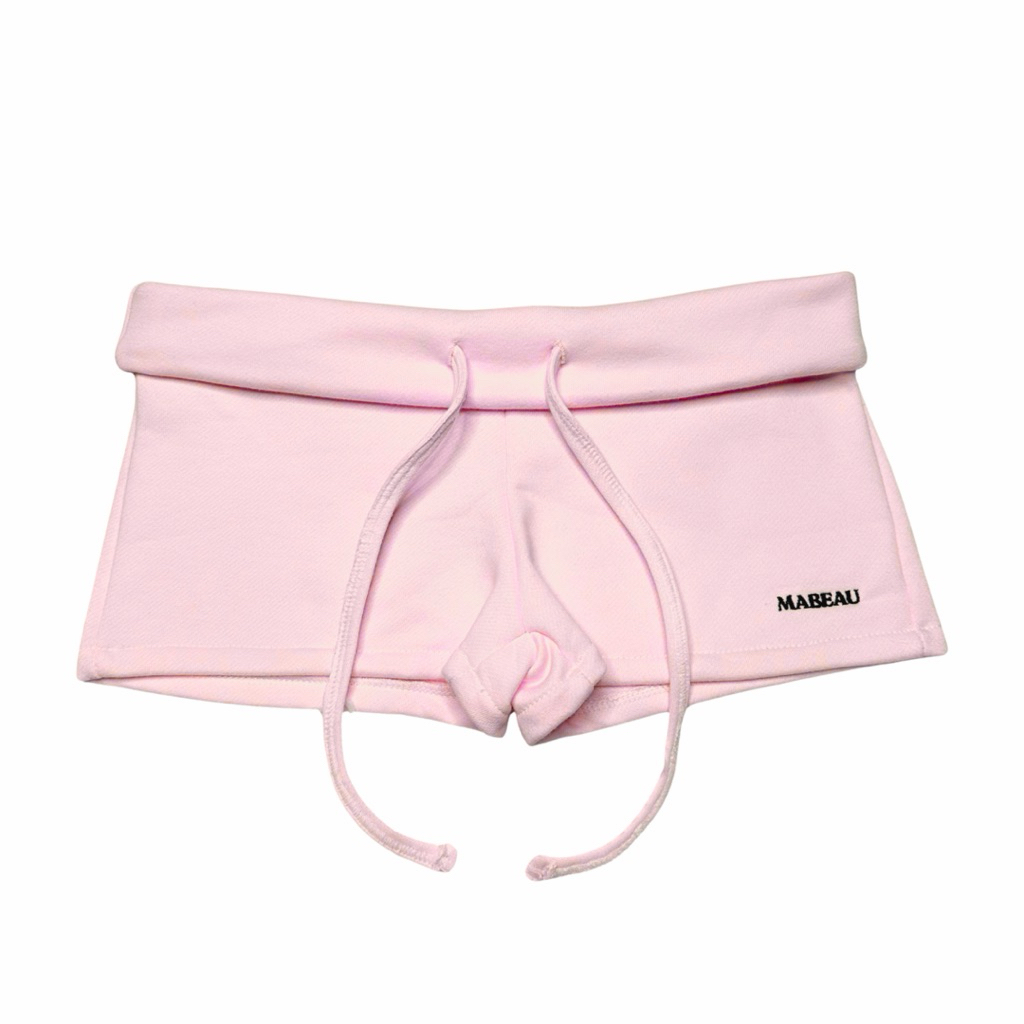 Mabeau - Fluffy shorts กางเกงขาสั้นเอวต่ำพับขอบเอว(ขอบเอวไม่ได้เย็บติด)  ปักฟ้อนภาษาอังกฤษ รูปที่ 6