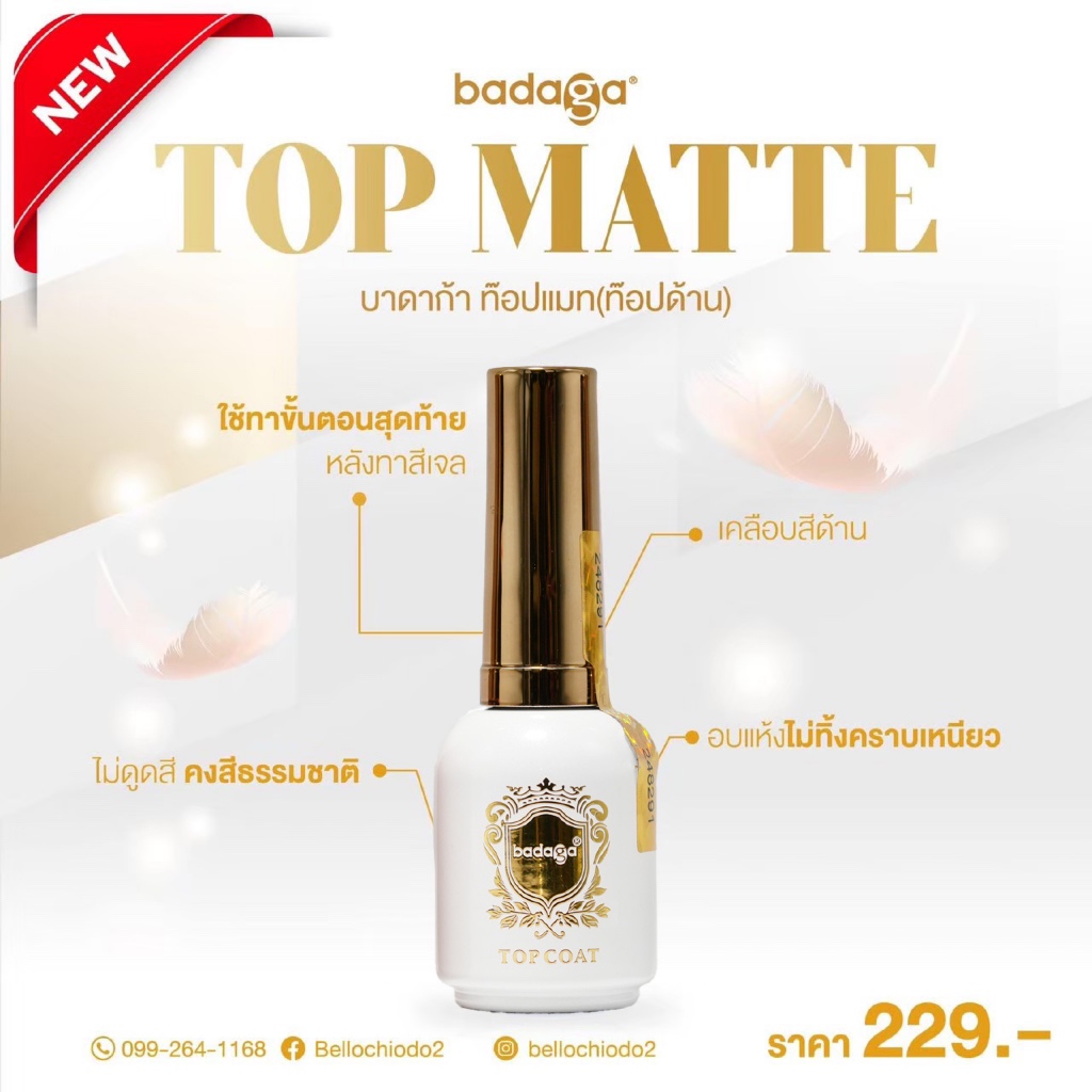 ท็อปแมท ท็อปด้านบาดาก้า (Top Matte ) ใช้ทาเคลือบสีด้านไม่ดูดสีคงสีธรรมชาติMadeinUSA