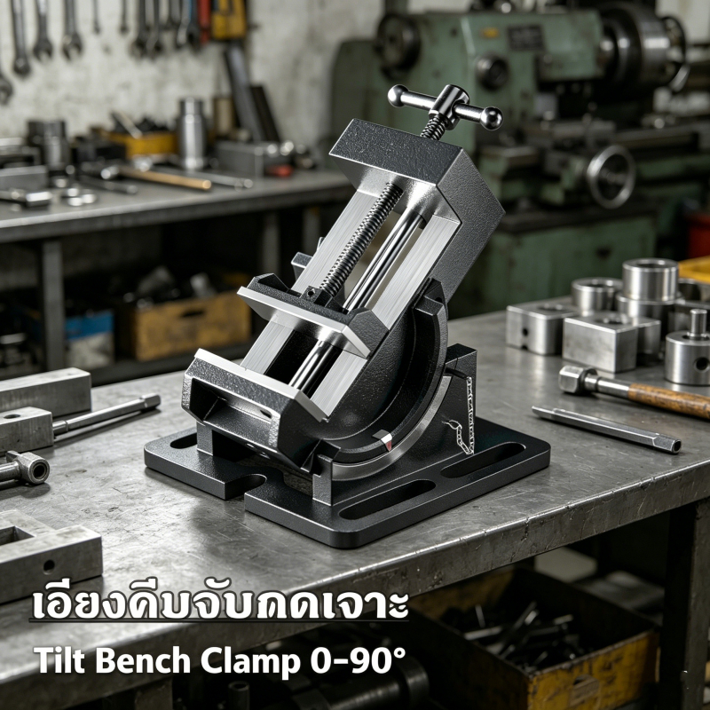 Tilt Bench Clamp ปากกาจับชิ้นงาน 2ชั้น ปรับองศาได้ 0-90° ปรับได้2ทิศทาง ขนาด 4นิ้ว