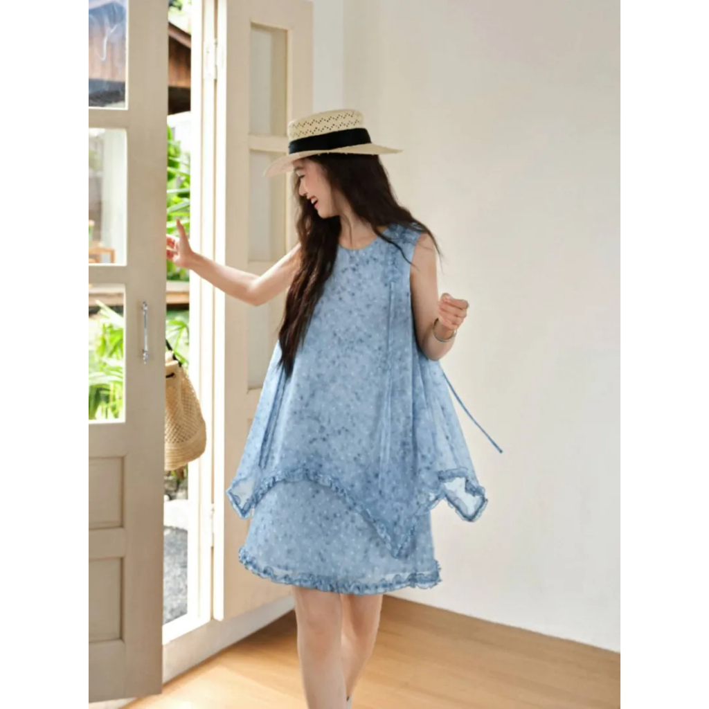 [ส่งจากไทย] ❤KUOSE : Blue Layered Look Dress❤
