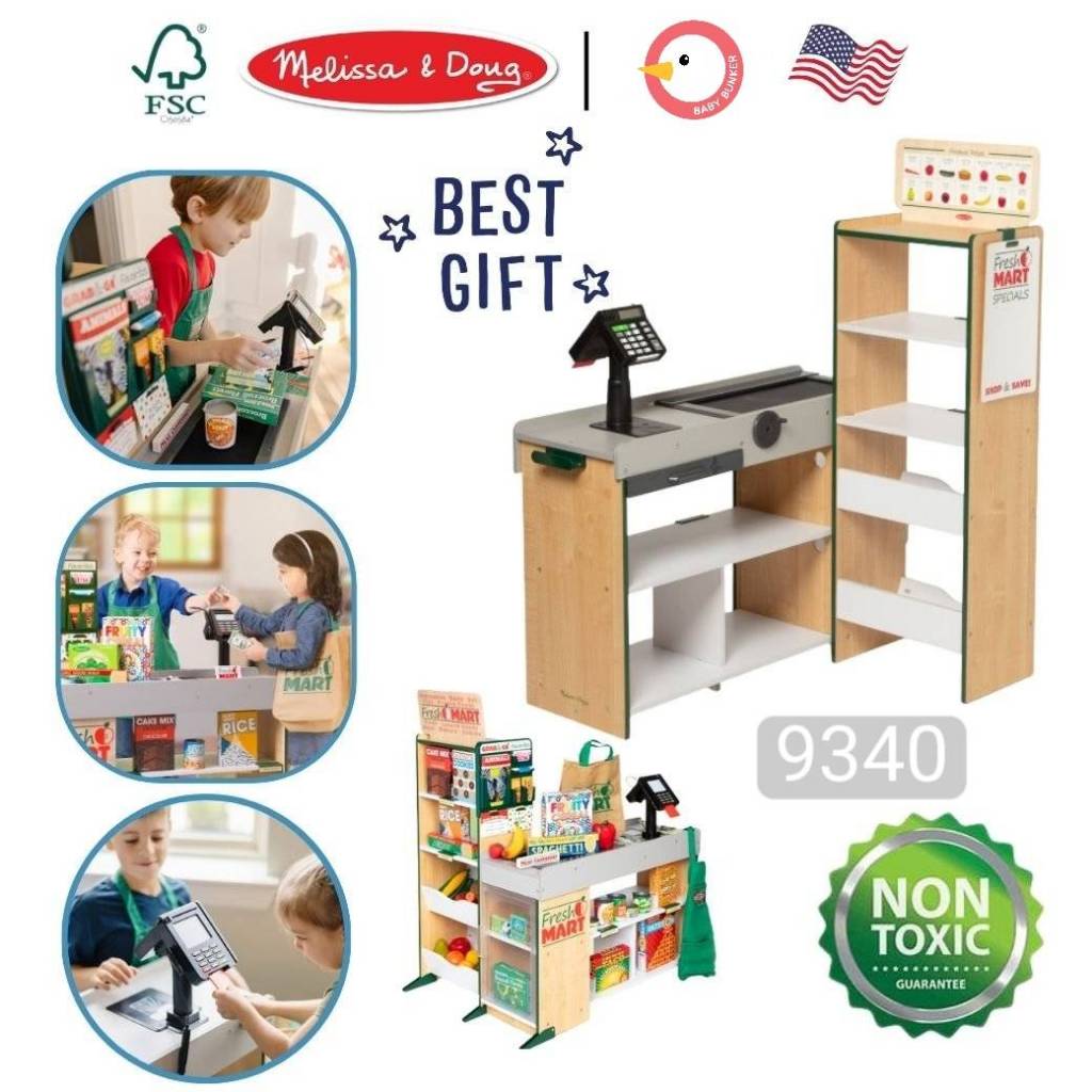 Melissa&Doug - Fresh Mart Grocery Store - เคาน์เตอร์แคชเชียร์ - ซูเปอร์มาร์เก็ตเด็ก - 9340