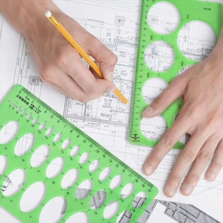 Jinsihou ไม้บรรทัดเพลท (Drawing Templates) แบบวงกลม (Circle), วงรี (Oval), และเทมเพลตสำหรับเขียนแปลน