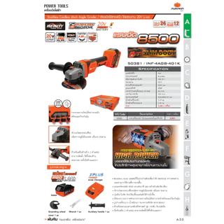 (มีให้เลือก 3 รุ่น) PUMPKIN เจียรมือไร้สาย 4 นิ้ว เครื่องเจียรมือ ลูกหมู BL-MOTOR 50279 50287 50381 50382 50633 50634