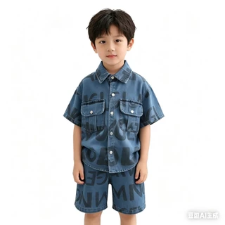 YO238 ชุดเซ็ตเด็กสุดฮิต งานยีนส์นิ่มใส่สบาย สไตล์มินิมอลคูลๆ เท่ไม่เหมือนใคร