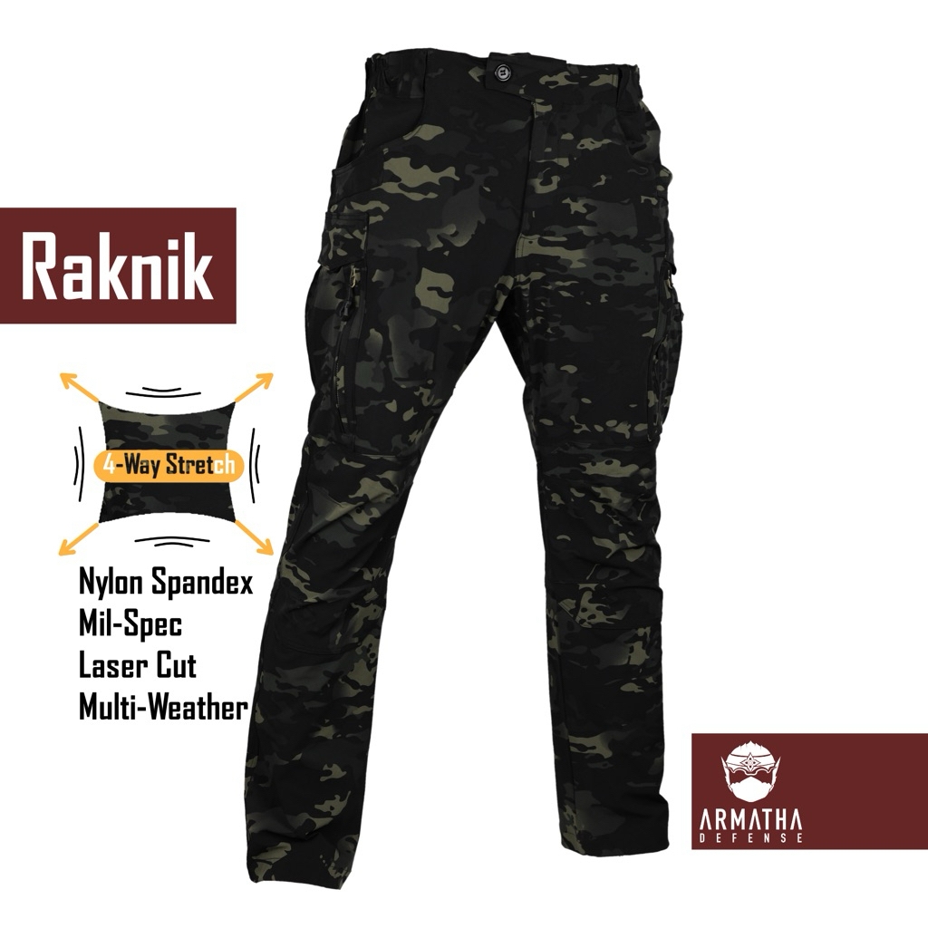 ARMATHA DEFENSE : กางเกงยุทธวิธีผ้ายืด Raknik ลาย MCBK