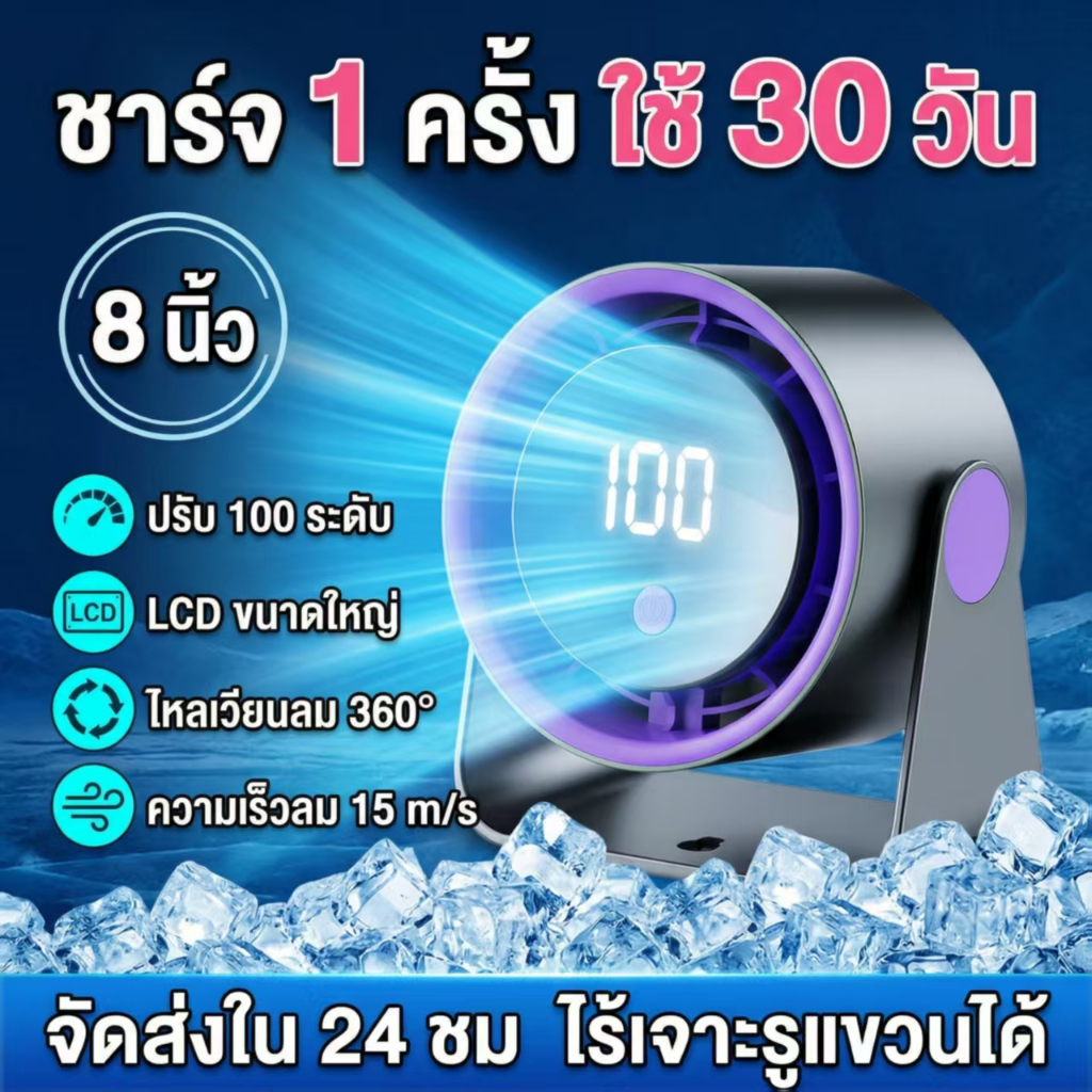 ✨คืนถ้าไม่เย็น✨พัดลม พัดลมพกพา พัดลมตั้งโต๊ะ ตั้งโต๊ะ/ติดผนัง TYPE-C การทำงานเงียบ ใช้ได้ในหลายฉาก เบาพกพาสะดวก Fan