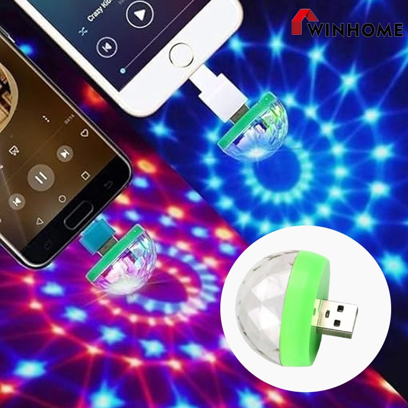 ไฟดิสโก้เทค ดิสโก้บอล ไฟเต้นตามจังหวะเพลง ขนาดพกพา LED USB โคมไฟนีออนสีสันสดใสสำหรับ KTV DJ