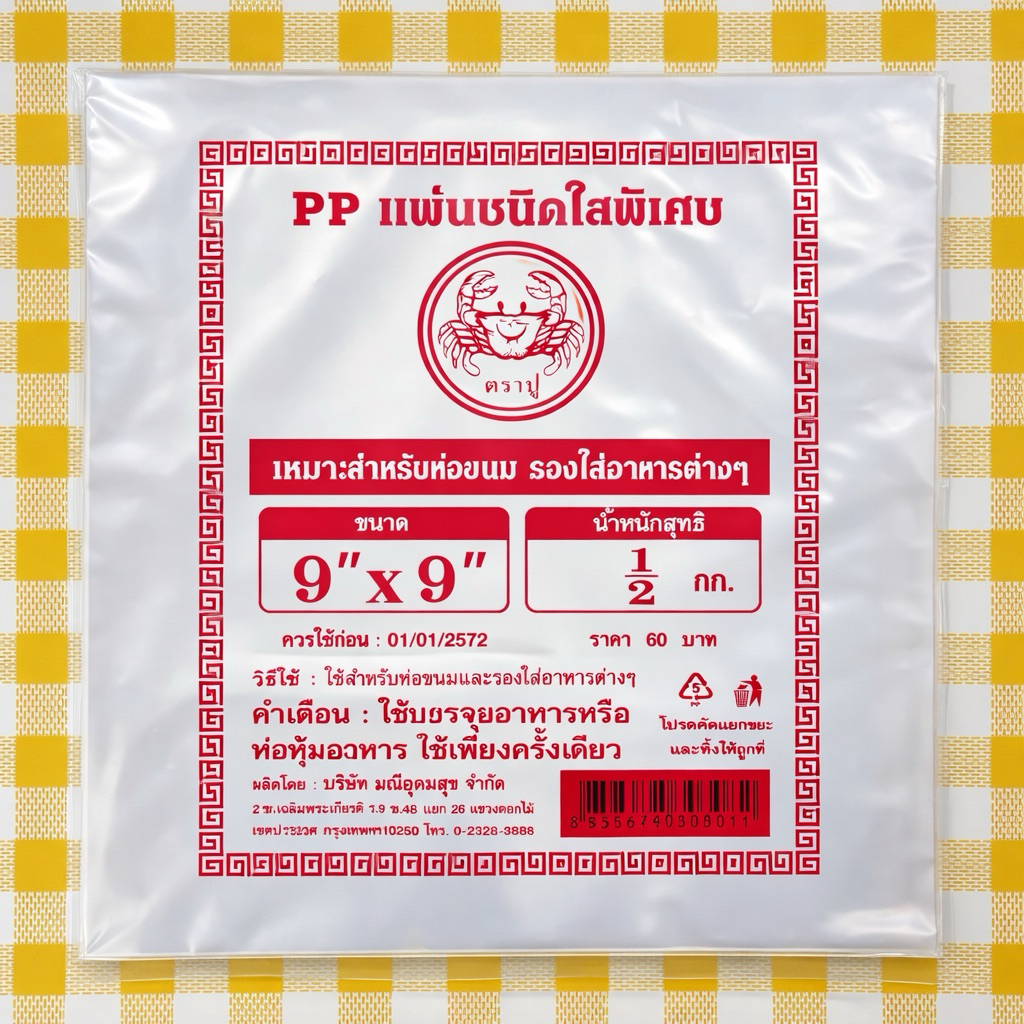 ถุงรองอาหาร 9x9 ครึ่งกิโล