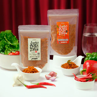 น้ำพริกอกไก่คลีน 2 รสชาติ 🌶️ (สูตรดั้งเดิม / สูตรต้มยำ) คั่วแห้ง ไม่ทอด ไม่มีน้ำมัน-น้ำตาล คีโตทานได้ โปรตีนสูง