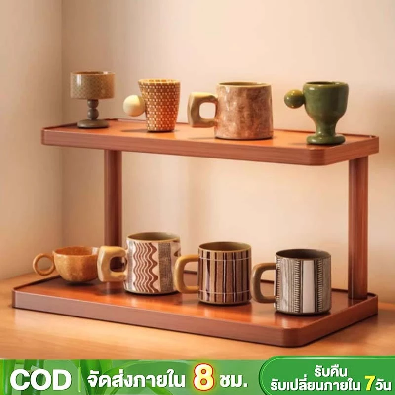 ชั้นวางของ ชั้นวางของบนเดสก์ท็อป ที่เก็บแก้ว ที่เก็บของบนเคาน์เตอร์ ที่วางแก้ว ประหยัดพื้นที่